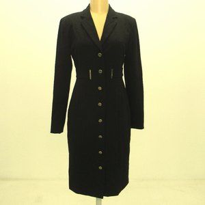 Calvin Klein Black Button Front Dress Coat
